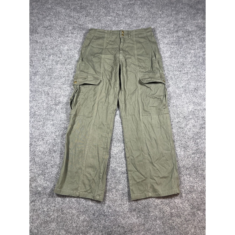 Charlotte Russe Pants Womens L Green Cotton‎ Stretch Cargo Pockets Straight Leg